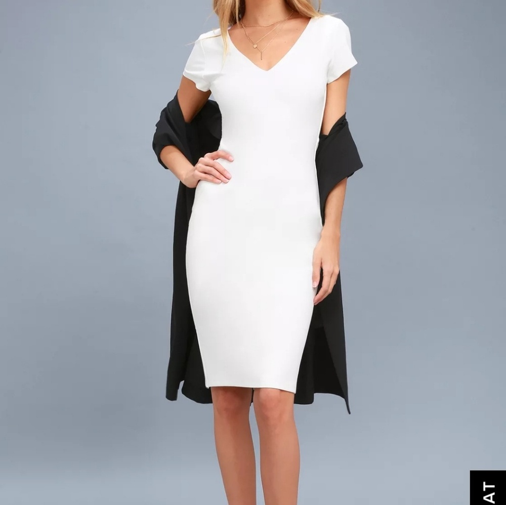 Lulus White Bodycon Midi Dress NWOT